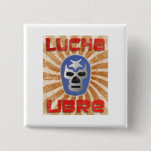 Lucha Libre Mexican Wrestling Vierkante Button 5,1 Cm
