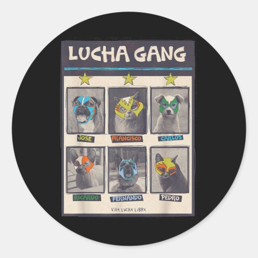 Lucha Libre Mexico Puppy Wrestling Masker Luchador Ronde Sticker (Voorkant)