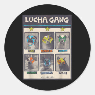 Lucha Libre Mexico Puppy Wrestling Masker Luchador Ronde Sticker