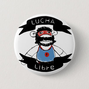 Lucha Libre Monkey Wrestlers Button. Ronde Button 5,7 Cm