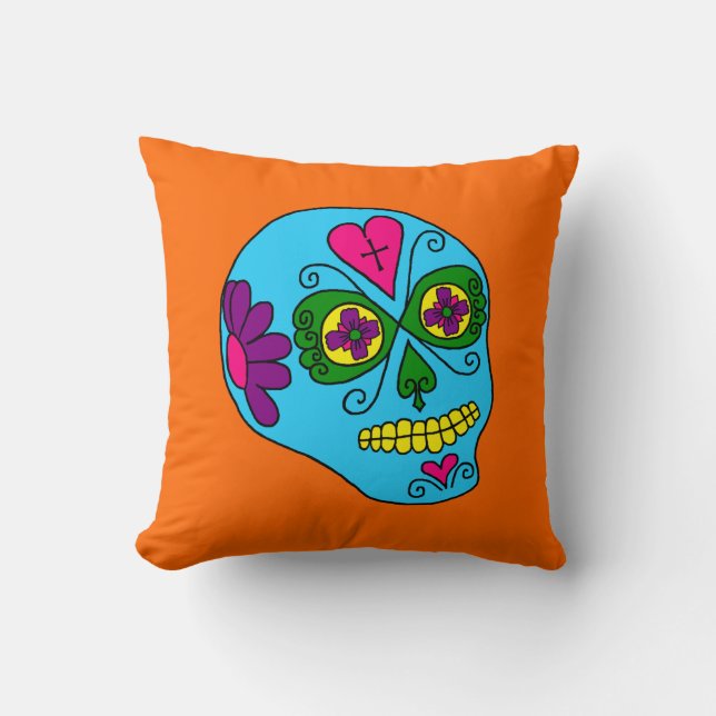 Lucha Libre Suiker Schedel Kussen (Voorkant)