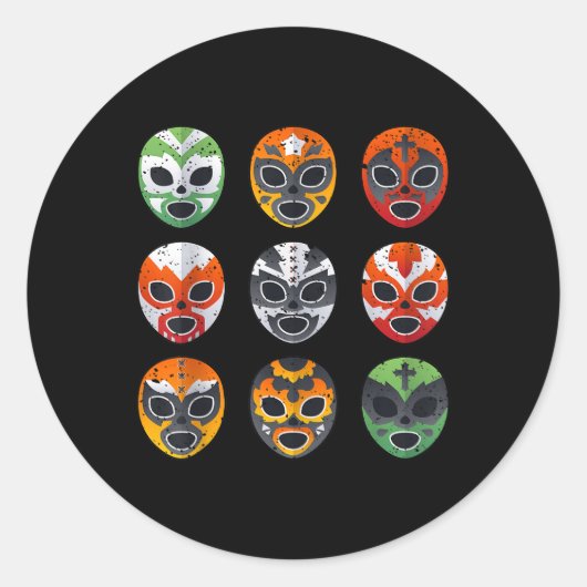 Lucha Libre Wrestling Mask Cinco de Mayo Mexican B Ronde Sticker (Voorkant)