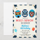 Luchador birthday party invitation kaart (Voorkant / Achterkant)