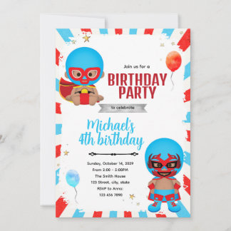 luchador verjaardagsuitnodiging kaart
