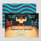 Luchador worstelen verjaardagsfeestje uitnodiging (Voorkant / Achterkant)