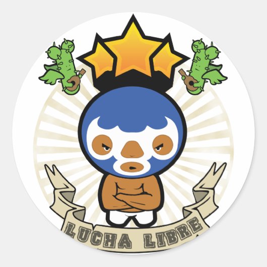 Luchadore Ronde Sticker (Voorkant)