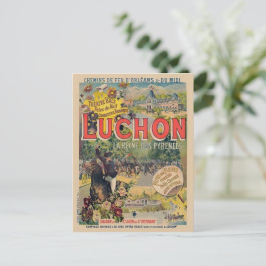 Luchon France  Railroad Poster 1890 Briefkaart (Staand voorkant)