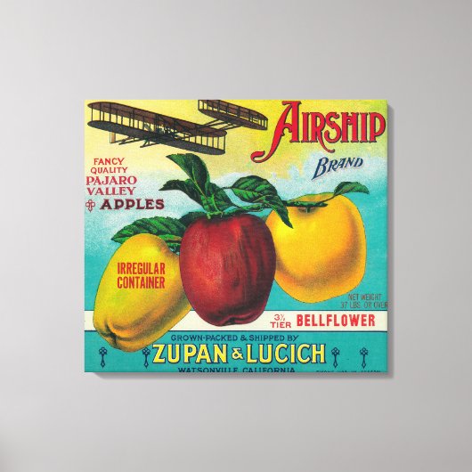 Lucht Apple Crate LabelWatsonville, CA Canvas Afdruk (Voorkant)