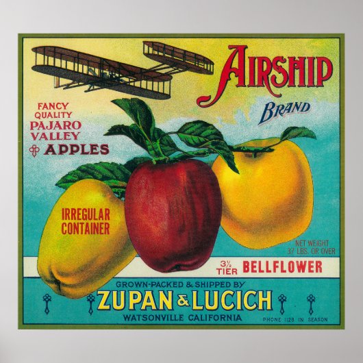 Lucht Apple Crate LabelWatsonville, CA Poster (Voorkant)