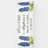 Lucht blauwe bloemen Rustieke Bruiloft Feest Spandoek (Verticaal)