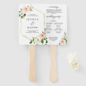 Lucht Blush Huwelijksprogramma Fan Handwaaier (Voorkant en achterkant)