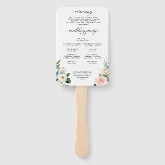 Lucht Blush Huwelijksprogramma Fan Handwaaier (Achterkant)