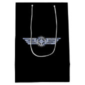 Lucht- en vliegenpakket als vleugellam op zwart medium cadeauzakje (Achterkant)