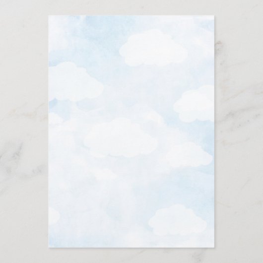 Lucht- en wolkenblaasjes met gele ballonnen kaart (Achterkant)