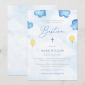 Lucht- en wolkenblaasjes met gele ballonnen kaart (Voorkant / Achterkant)