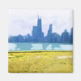 Lucht Geborstelde Chicago Skyline Magneet