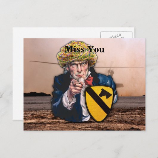 Lucht kav 1e cavalerie iraq patch briefkaart (Voorkant / Achterkant)