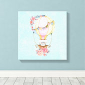 Lucht luchtballon met Beer Waterverf Canvas Afdruk (Insitu (Houten vloer))