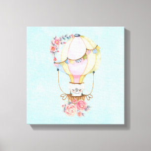 Lucht luchtballon met Beer Waterverf Canvas Afdruk
