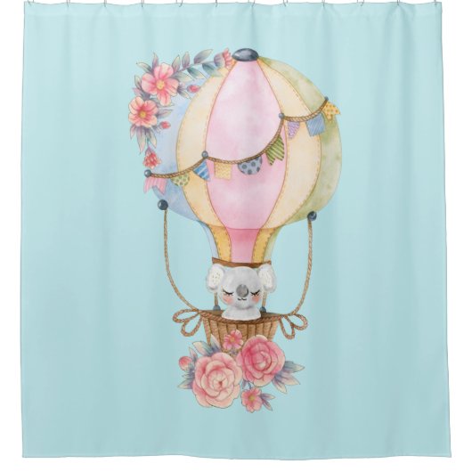 Lucht luchtballon met Beer Waterverf Douchegordijn (Voorkant)