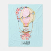 Lucht luchtballon met Beer Waterverf Fleece Deken (Voorkant)