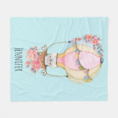 Lucht luchtballon met Beer Waterverf Fleece Deken (Voorkant (Horizontaal))