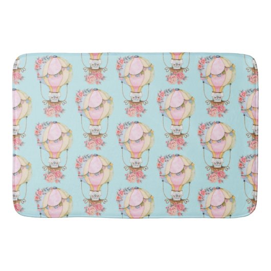 Lucht luchtballon met Beer Waterverf Patroon Badmat (Voorkant)