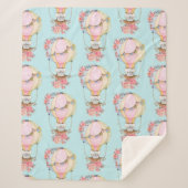 Lucht luchtballon met Beer Waterverf Patroon Sherpa Deken (Voorkant)