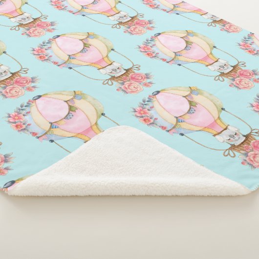 Lucht luchtballon met Beer Waterverf Patroon Sherpa Deken (3/4)