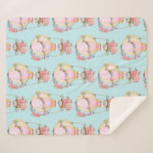 Lucht luchtballon met Beer Waterverf Patroon Sherpa Deken (Voorkant (horizontaal))