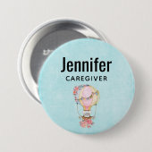 Lucht luchtballon met Beer Waterverf Ronde Button 7,6 Cm (Voorkant /achterkant)