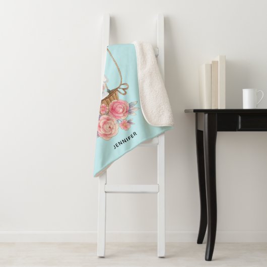 Lucht luchtballon met Beer Waterverf Sherpa Deken (In situ)