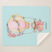 Lucht luchtballon met Beer Waterverf Sherpa Deken (Voorkant (horizontaal))