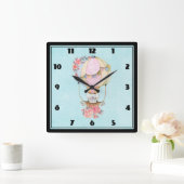 Lucht luchtballon met Beer Waterverf Vierkante Klok (Huis)