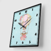 Lucht luchtballon met Beer Waterverf Vierkante Klok (Hoek)