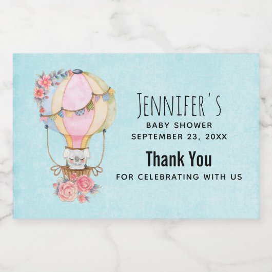 Lucht luchtballon met Beer Waterverf Voedselcontainer Etiket (Enkel label)