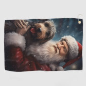 Lucht met Sinterklaas Feestelijke Kerstmis Golfhanddoek (Horizontaal)