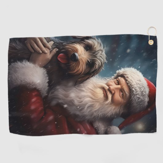 Lucht met Sinterklaas Feestelijke Kerstmis Golfhanddoek (Horizontaal)