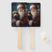 Lucht met Sinterklaas Feestelijke Kerstmis Handwaaier (Voorkant en achterkant)