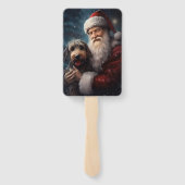 Lucht met Sinterklaas Feestelijke Kerstmis Handwaaier (Achterkant)