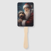 Lucht met Sinterklaas Feestelijke Kerstmis Handwaaier (Voorkant)