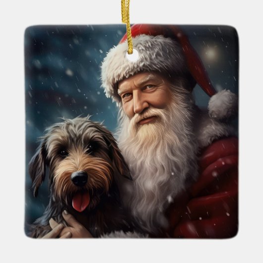 Lucht met Sinterklaas Feestelijke Kerstmis Keramisch Ornament (Voorkant)