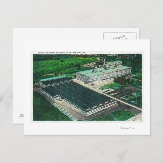 Lucht Uitzicht van goodyear-Zeppelin Vervaardiging Briefkaart (Voorkant / Achterkant)
