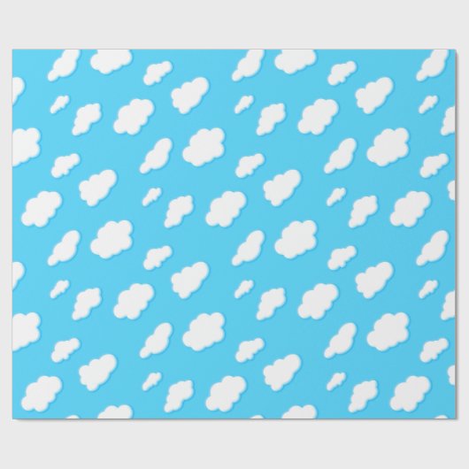 lucht van blauwe en fluffy witte wolken - papierwi cadeaupapier (Vlak)