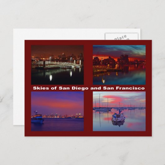 Lucht van San Diego en San Francisco Briefkaart (Voorkant / Achterkant)