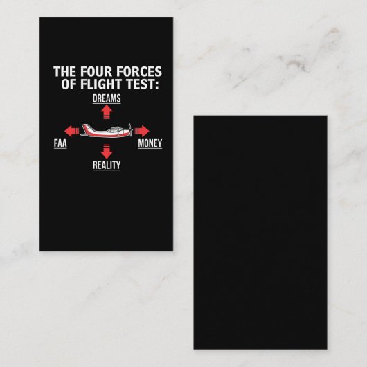 Lucht vliegproef — Vier krachten vliegproef Visitekaartje (Voorkant / Achterkant)