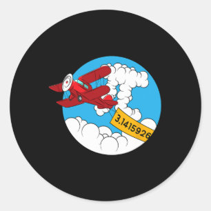 Lucht Vliegtuig Grappige Wiskunden Nerd Verjaardag Ronde Sticker