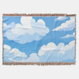 Lucht vol wolken | Aquarel Blauwe Lucht Schilderij Deken