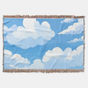 Lucht vol wolken Aquarel Blauwe Lucht Schilderij Deken