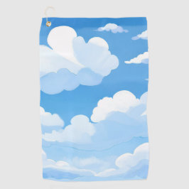 Lucht vol wolken | Aquarel Blauwe Lucht Schilderij Golfhanddoek
